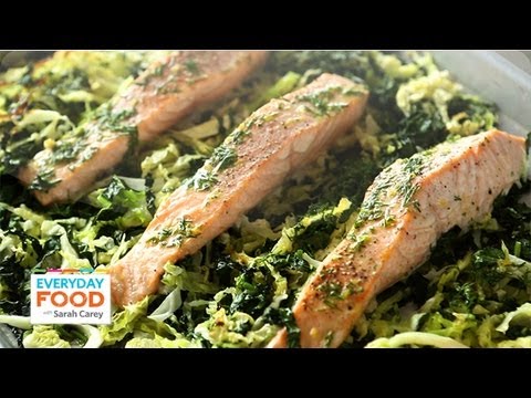 Baked Salmon with Kale and Cabbage – Everyday Food with Sarah Carey