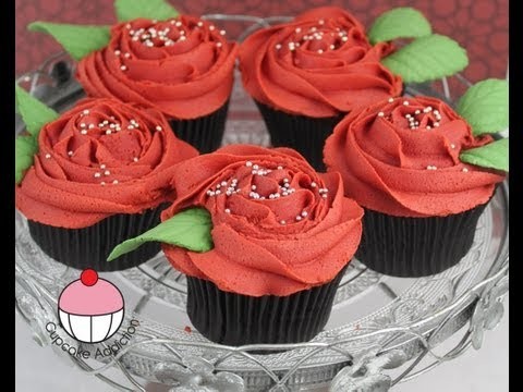 Rose Cupcakes! Decorate Buttercream Rose Swirl Cupcakes – A Cupcake Addiction How To Tutorial