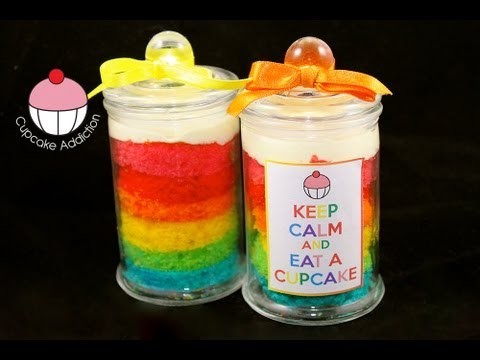 Make a Rainbow Layer Cake IN A JAR! A Cupcake Addiction How To Tutorial