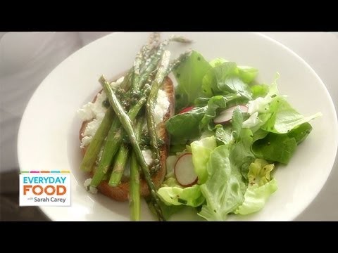 Spring Greens and Asparagus Salad with Ricotta Toast – Everyday Food with Sarah Carey