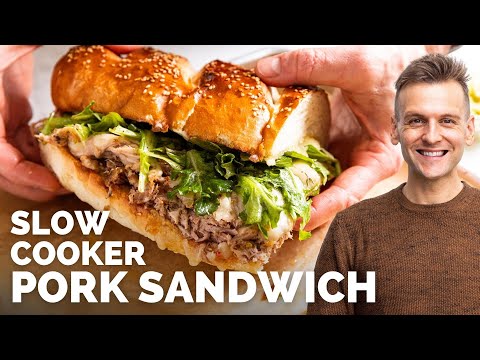 Slow Cooker Italian Roasted Pork Sandwiches | Game Day recipe to make!