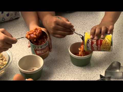 Spaghetti or Baked Beans Toastie Egg Pots – Food in a Minute Recipe