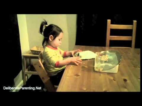 Toddler Clearing Dishes from Dinner Table