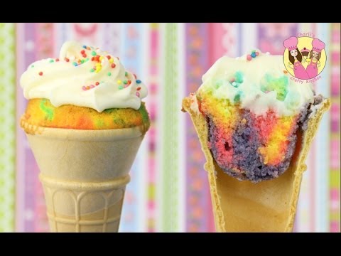 GRAFFITI RAINBOW CUPCAKE CONES – Easy party treat – kids baking on youtube