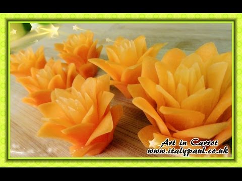 Art In Carrot Show – Vegetable Carving Carrot Flowers – Carrot Roses Garnish