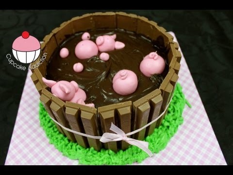 Pigs In Mud Kit Kat Cake! A Cupcake Addiction How To Tutorial Featuring Charlis Crafty Kitchen