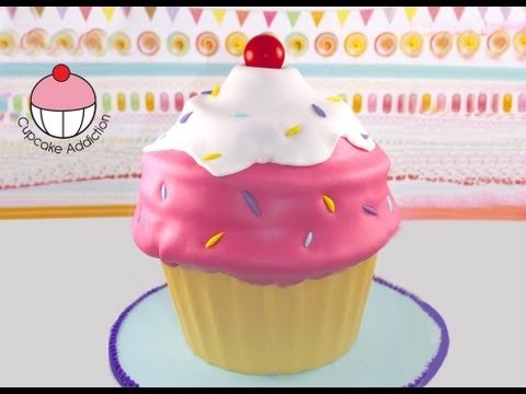 Giant Cupcake – Classic Ice-Cream Swirl Style!  A Cupcake Addiction How To Tutorial