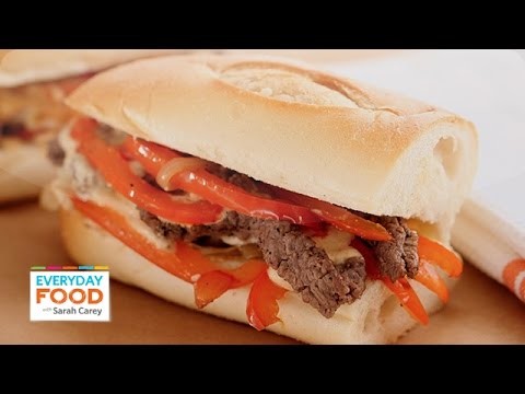Cheese Steak with Softened Peppers and Onions Sandwich – Everyday Food with Sarah Carey