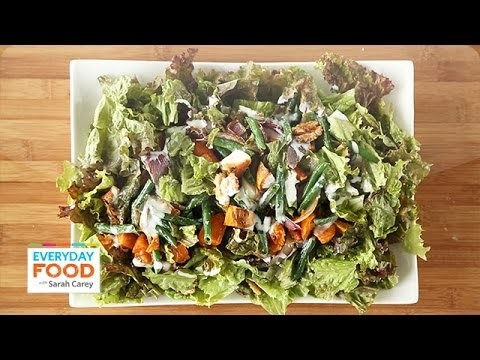 Red-Leaf Salad with Roasted Sweet Potatoes – Everyday Food with Sarah Carey