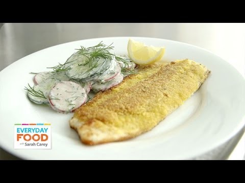 Cornmeal-Crusted Trout with Cucumber and Radish Salad – Everyday Food with Sarah Carey