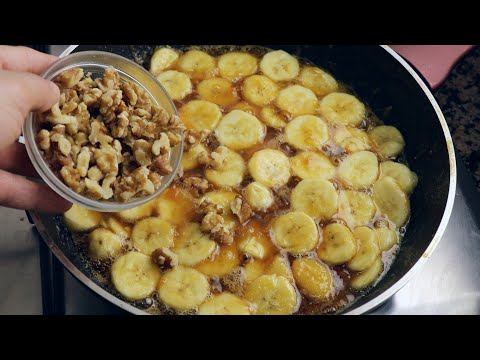 mix bananas with some walnuts! the famous dessert that drives the world crazy! ready in 5 minutes!